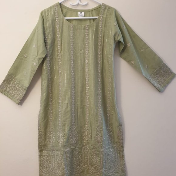 Pistachio Green 3 Piece Cotton Dress - Picture 5 of 6